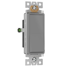 ENERLITES Decorator Paddle Rocker Light Switch, Gloss Finish, Single Pole, 3 Wire, Grounding Screw, Residential Grade,15A 120V/277V, UL Listed, 91150-GY-10PCS, Gray (10 Pack)