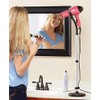 Hair Dryer Stand Holder - Hands Free, Adjustable Height & 360-Degree Rotation, Heavy Base, Stainless Steel - Portable Hair Styling Blow Dryer Mount with One-Handed Styling, Ideal for Salon & Home