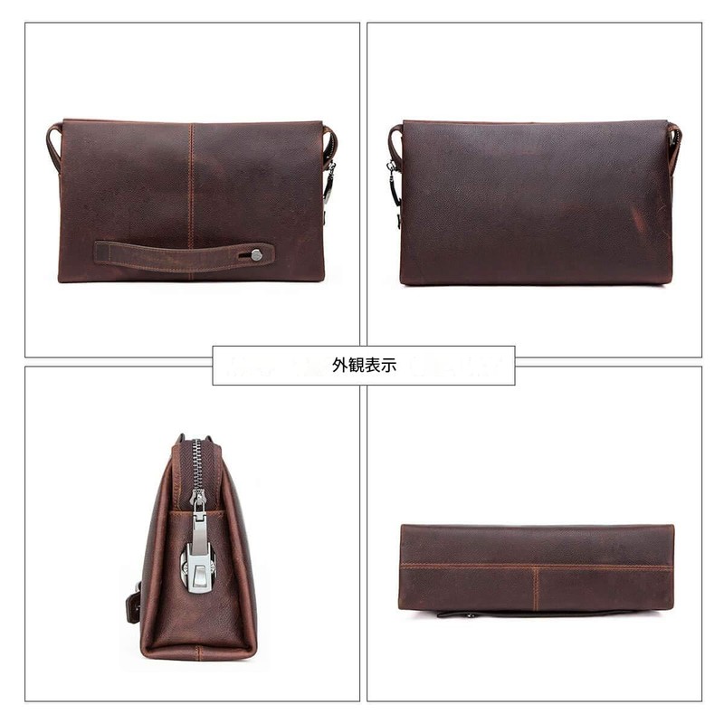 Contacts Genuine Leather Cryptographic Key Handbag, Clutch Bag, Men's, Second
