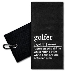 ERHACHAIJIA Golfer Definition Embroidered Golf Towel with Clip. Funny Golf Accessories Gifts for Men Women Golf Lover Mom Dad Uncle Grandpa Grandma, Birthday Retirement for Golf Fan