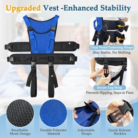 Gait Belt for Seniors Transfer Gate Belt for Elderly Lifting with 8 Handles Physical Therapy Lift Assist Patient Fall Prevention Medical Walking Standing Aids Supports Safety Harness (Mesh - Blue)