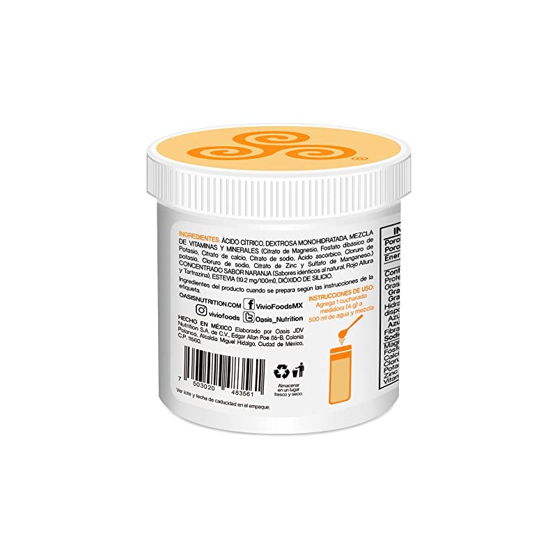 Vivio Foods Electrolitos Polvo Sabor Naranja 120