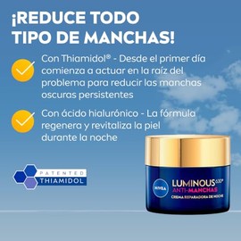 NIVEA Luminous630 Anti-Manchas Crema Reparadora de Noche (50 ml) - Enriquecida con Ácido Hialurónico para una Piel Luminosa sin Manchas por Edad, Sola