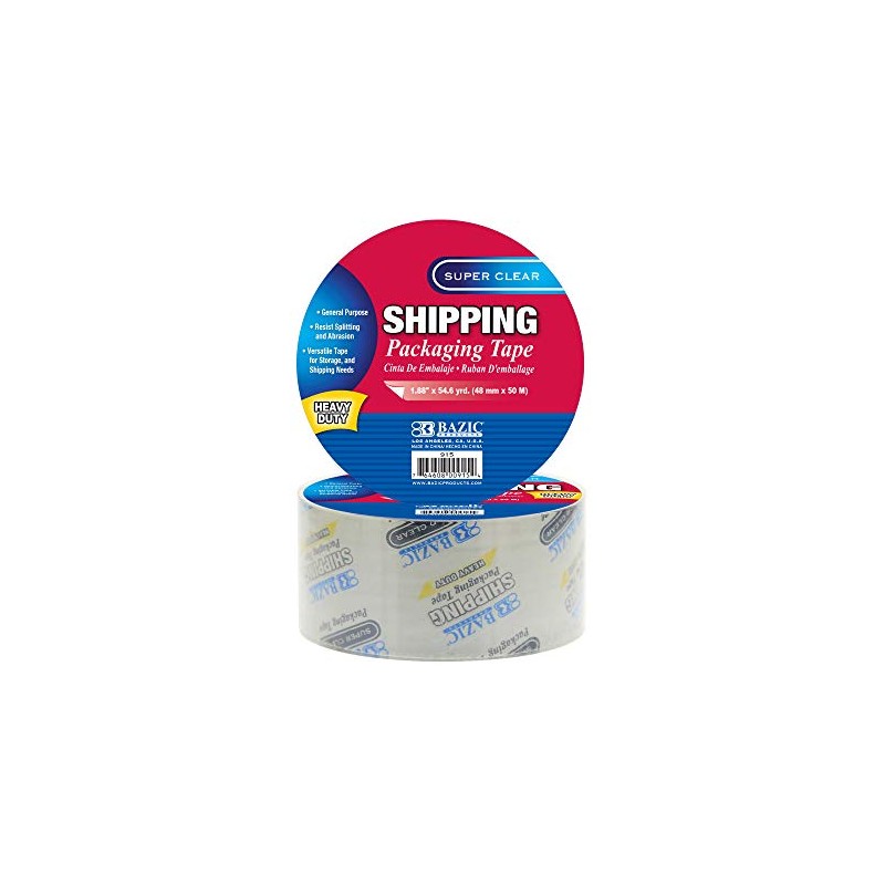 Bazic 1.88" X 49.9 m cinta de embalaje Super Clear