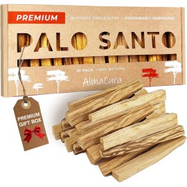 Nothing Almacura Palo Santo Premium Sticks (20), Smudging Incense High Resine, Pure Palo
