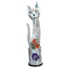 Stoneage Arts Inc 24" White Curious Cat Beaded Statue