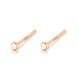 Peacetachio 925 Silver Earrings, Gold, Pink Gold, 18k Coating, Leave On, Extremely Small, Simple, Hypoallergenic, Sterling Silver, No Gemstone
