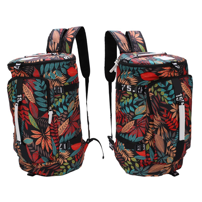 Printed Backpack Polyester Large Capacity Multifunctional Outdoor Leisure Travel BagRed