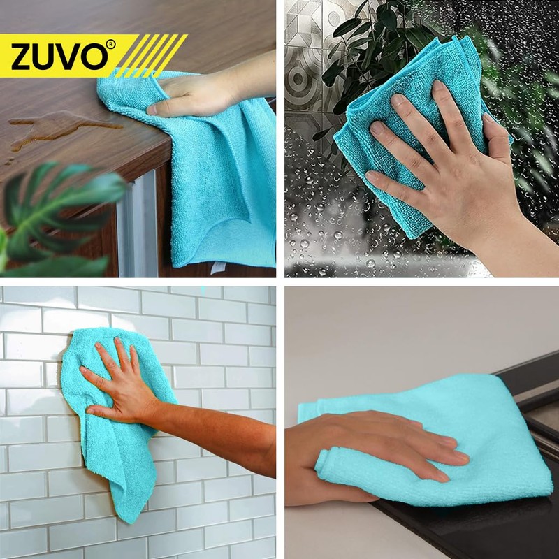 Zuvo Microfibre Cloth For Car(12-Pack)- Ultra Soft, Scratch Free, Highly
