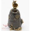 Brass Amber Figurine bell of mice on a sack mouse