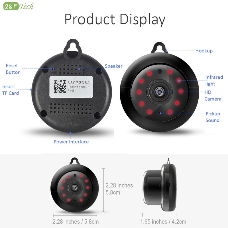 Q&F Tech V380Pro Mini WiFi Wireless HD Video Camera with
