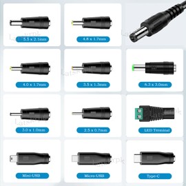 Latskrpk DC 5V 2A 2000mA Power Supply Cord Multi Tips 10W AC Adapter with 11 Selectable Multiple Switching Connectors for TV Box LED Lights Strip Tablets Webcam Camera Speaker Router Transformer ect