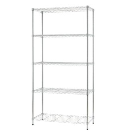 FDW 14" D×36" W×72" H Wire Shelving Unit Metal Shelf with 5 Tier Adjustable Layer Rack Commercial Strong Steel for Restaurant Garage Pantry Kitchen，Chrome