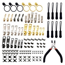 Daily Treasures 117pcs Zip Repair Kit with Zipper Pliers, 3Sizes(#3/5/8) Zipper Pull Repair Replacement Kit,Invisible Zipper Sliders,Zipper Stopper,Universal Zipper Pull Accessories(Black/Silver/Gold)