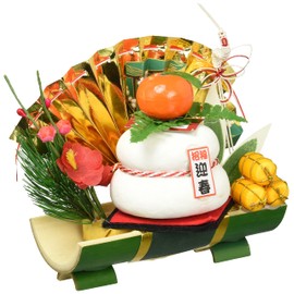 New Year Decorations DG-124 Entrance Split Bamboo (Kagami Mochi), 5.9 inches (15 cm), Bamboo