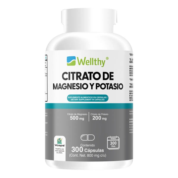 Wellthy Citrato De Potasio Y Citrato De Magnesio 300 Cápsula