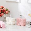 Teenyyou 2 Pack Ceramic Bow Shape Soap Dispensers Cute White