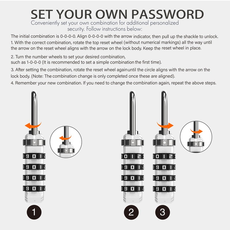 UP Security Gym Locker Lock, 4 Digit Combination Padlocks for