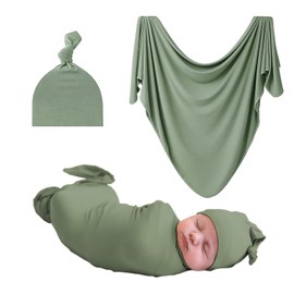 Oaygat Newborn Baby Swaddle Blanket Large 47 * 47 inch Newborn Swaddle Wrap with Hat Set Soft Infant Swaddling Receiving Blanket with Hat Set Baby Essentials for Girls & Boys 0-3 Months