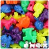 BeadTin Neon Bright Mix Pet Parade Shaped Plastic Pony Beads