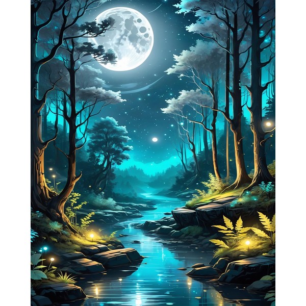 xackcme Moon Paint by Numbers for Adults-Landscape Paint by Number