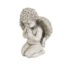 Solid Rock Stoneworks Medium Praying Angel Concrete Garden Statue- 13in Tall
