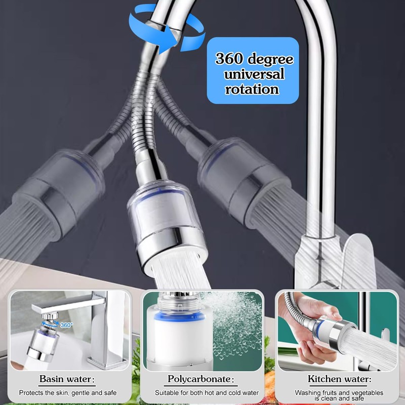 Huucozn Pack of 3 Water Filter Tap 360° Tap Filter