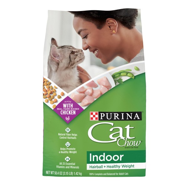 Purina Cat Chow Indoor Dry Cat Food, Hairball + Healthy Weight - 3.15 lb. Bag
