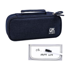 LUSIAINA Pencil Case Handle, Big Capacity Pencil Pen Case, Large Pen Pouch Bag Multiple Compartment for School and Office Supplies (Blue)