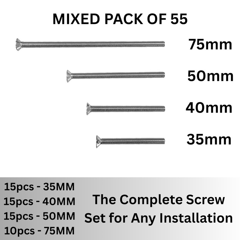 Evoges M3.5 Electrical Fixing Screws - Nickel Plated, Flat Head
