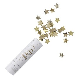 Ginger Ray Confetti Cannon Party Popper Shooter Gold Star Compressed Air,3.8cmx15cm
