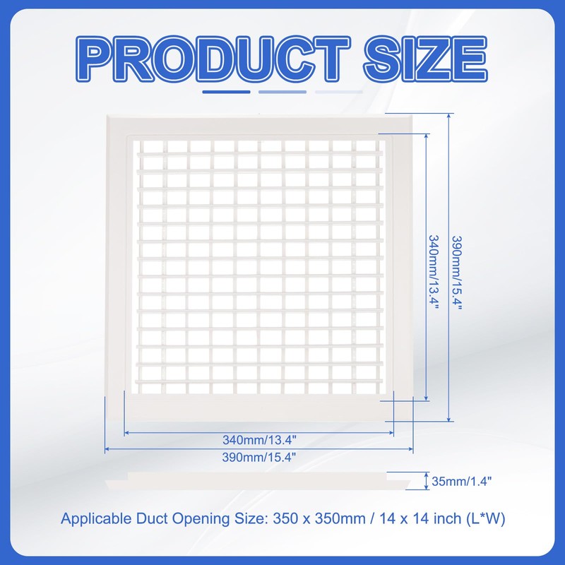 PATIKIL 14x14 Inch Plastic Ventilation Grille, Adjustable Outlet Air Vent