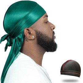 ForceWave ForceWave Silky Durag for Men Wave Cap Satin Dorag for Men Women 360 Wave (Dark Cyan)