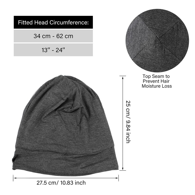 Geyoga 2 Pcs Silk Satin Bonnet for Sleeping Men Silk