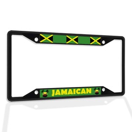 Fastasticdeals Metal Insert License Plate Frame Jamaican A Weatherproof Car Accessories Black 4 Holes Solid Insert