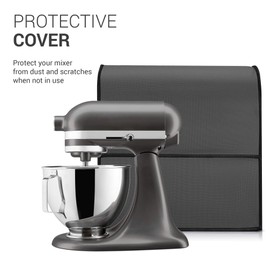 kwmobile Cover Compatible with KitchenAid 4,3-4,8 litre - 4in1 Plastic Case w/ 3 Pockets for Accessories- Dark Grey