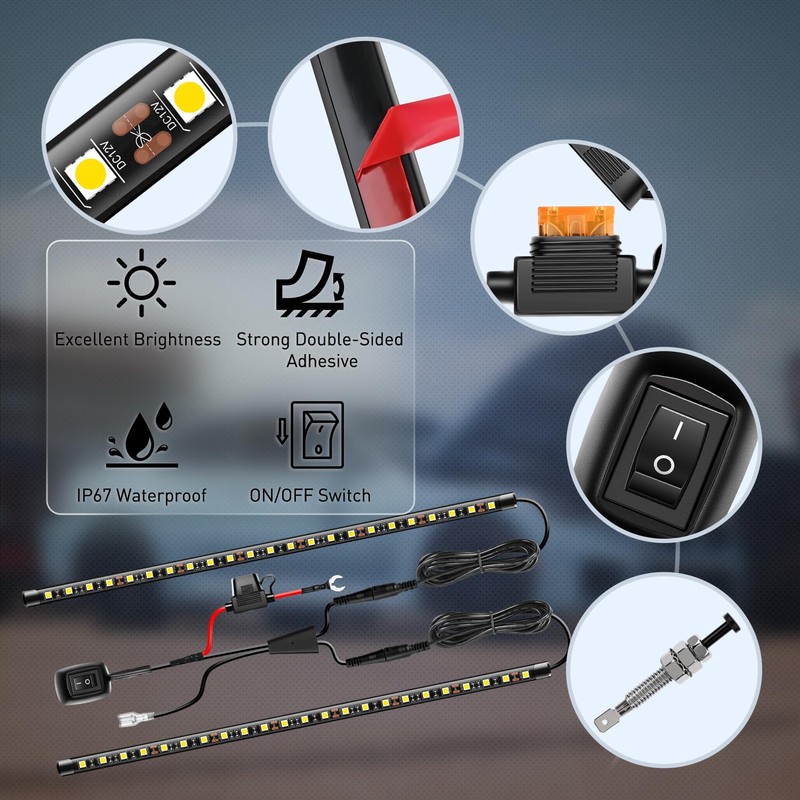 Nilight 2pcs Under Hood Light Strip 42LED Waterproof Underhood Work