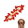 Soumimi Red Crystal Hair Clips for Women Rhinestone Pearl Hairpins