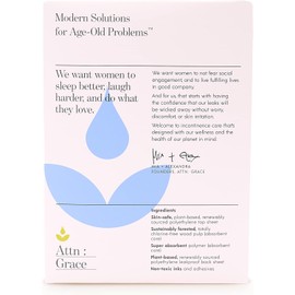 Attn: Grace Panty Liners for Women - 46 Liners – for Light Urinary Incontinence, Bladder Leakage or Postpartum - 100% Breathable & Plant-Based Materials Active Odor Control - Free from Harsh Chemicals