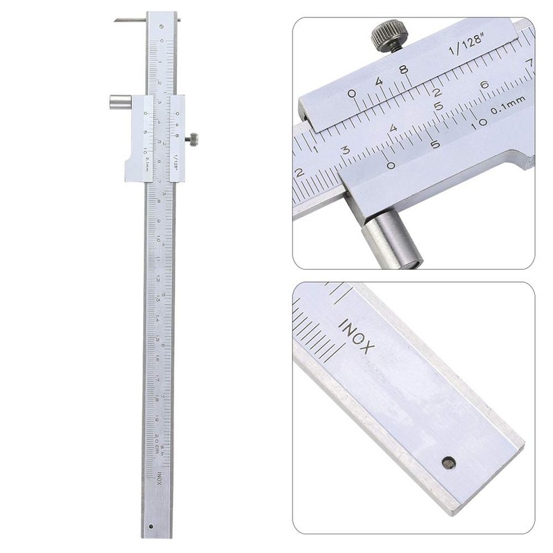 Yuecoom Parallel Crossed Caliper, 0-200mm Stainless Steel Vernier Scribing Caliper