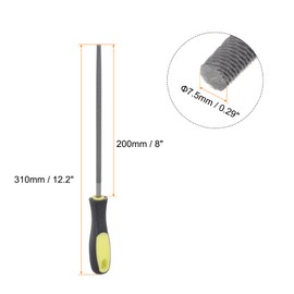 sourcing map Round File 8" High Carbon Hardened Steel Cut Hand Rasp with Plastic Handle for Deburring and Removing Material