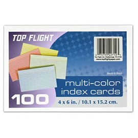 Top Flight 4630725 Index Cards, Ruled, 4 x 6-Inches, Rainbow Colors, 100 Cards per Pack (Multi-Colored)