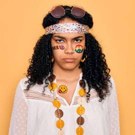 Groovy Party Temporary Tattoos, 80 Glitter Styles Hippie Party Decoration, 70s Peace Love Party Favors, Birthday Party Supplies, Hippie Party Accessories