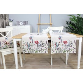 Decorative Table Runner Spring Summer Washable Fabric 140 x 45 cm, 100% Jacquard Tapestry, Table Runner, Runner Table for Dining Room, Birthday, Farmhouse, Kitchen, Table Decoration - Birds