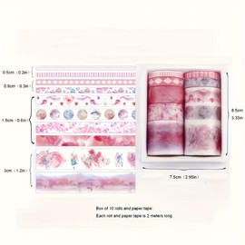Washi Tape Set, 10 Rolls/box Random Color Cute Illustrations Pattern Washi Tape, DIY Decorative Tape for Scrapbooking, Journaling, Gift Wrapping, Gift