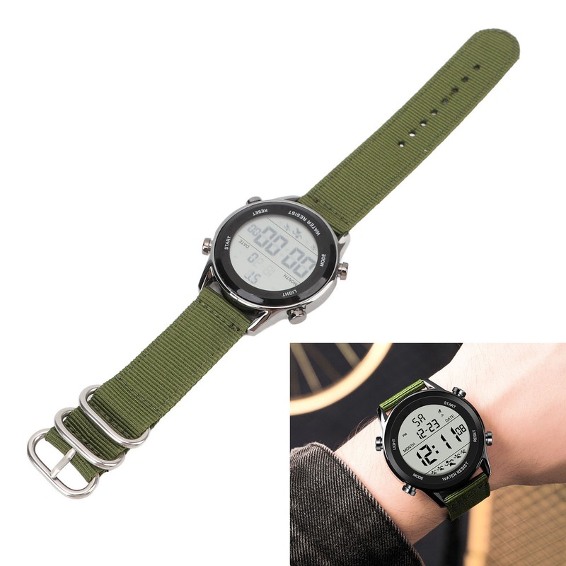 Men Digital Sports Watch Waterproof Alarm Countdown Dual Time Zone