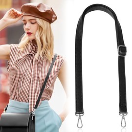 ZUWIJEQ Women's Leather Shoulder Strap, Shoulder Strap for Purse, Handbags, Adjustable Replacement Crossbody Bag Strap, Shoulder Strap (Black)