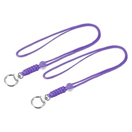 YOKIVE 2 Pcs Paracord Lanyard with Clasps, Necklace Keychain Cord Metal Hooks Straps | Great for Home Keys, ID Cards, Badge Holders (Purple, 19-Inch)