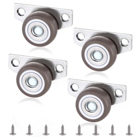4 PCS Small Caster Wheels, Profile Casters Set of 4,1.25 Inch Side Mount Casters Mini Low Profile Caster Non Swivel Rigid Wheels for Furniture, Drawers, Trays, Rolling Cabinet, Trundle Bed