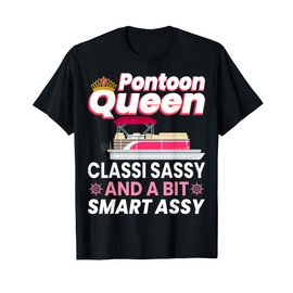 Pontoon Queen Gift For Pontoon Boating Mom Women Girl Lover T-Shirt
